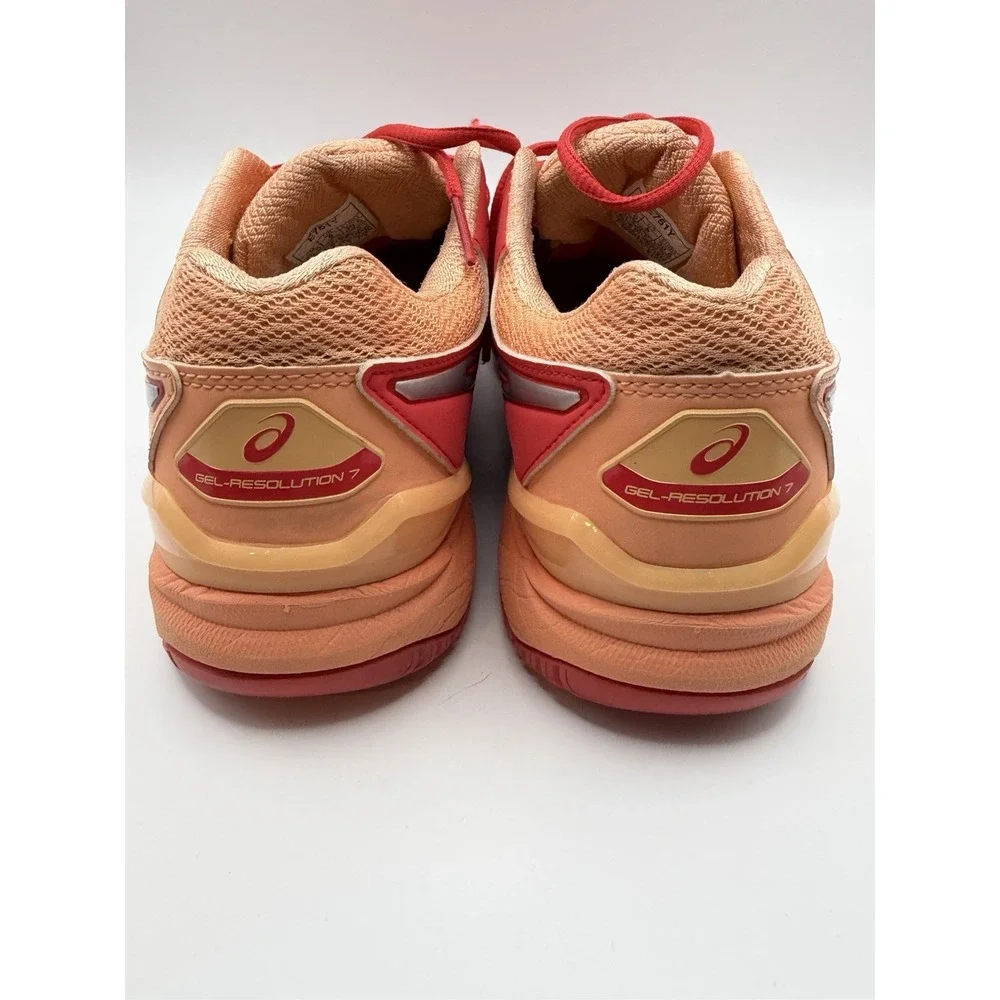 ASICS Gel Resolution 7 Women's Tennis Shoes Coral Orange Pink Sneakers Size 8 - Picture 4 of 6